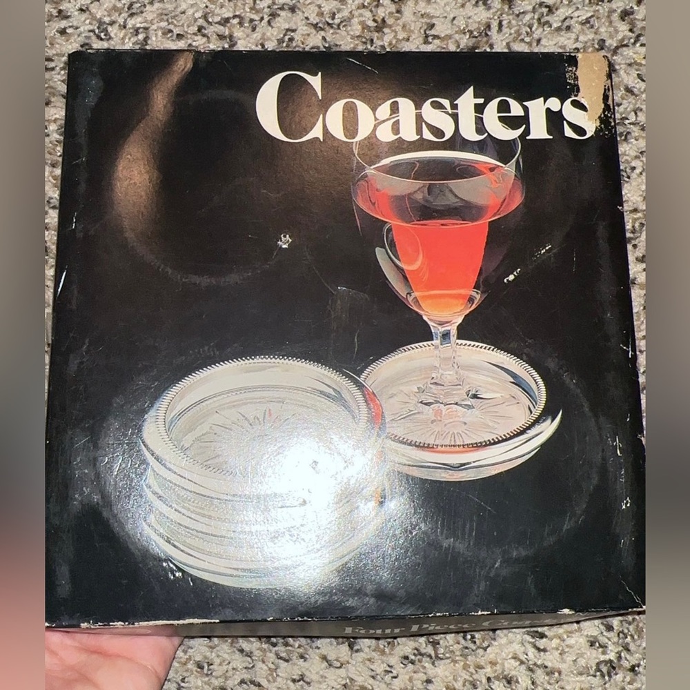 Vintage Leonard Italy Crystal and Silver-Plated Coasters
